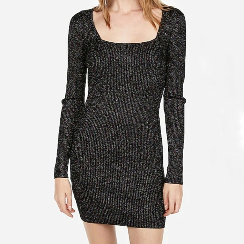 New Express Metallic Knit Mini Dress Size M NWT
